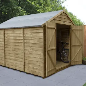 Forest Garden Overlap 10x8 ft Apex Wooden 2 door Shed with floor