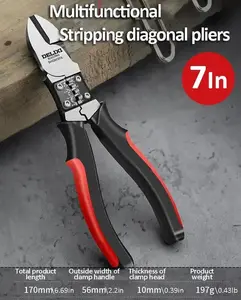 DELIXI Multifunctional stripper cable cutter crimping 170mm long soft grip