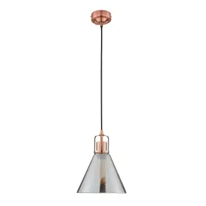 Inlight Dafyd Cone Antique copper effect LED Pendant ceiling light, (Dia)205mm