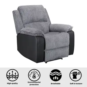 WestWood Fabric Leather Manual Recliner Single Sofa Reclining Armchair Foot Rest Grey