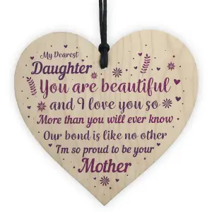 Red Ocean Mother And Daughter Gifts Handmade Wooden Hanging Heart Plaque Christmas Birthday Gift For Daughter