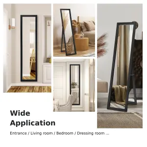 Costway Full-length Wood Frame Mirror Freestanding/Wall Mounted Mirror for Cloakroom