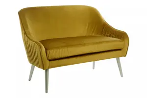 Interiors by Premier Luxurious Mustard Velvet Sofa For Sitting Areas, Spacious 2 Seater Sofa , Mid-century Sofa For  Bedrooms