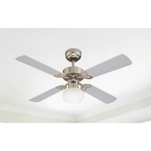 Romain 105cm Ceiling Fan Brushed Aluminium/Light Maple or Silver