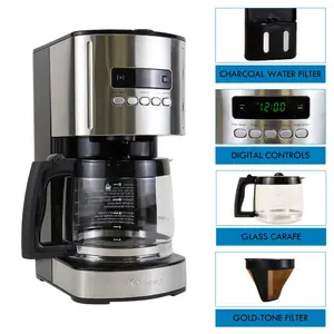 Kenmore Drip Coffee Maker Machine, 1.8L Filter Coffee Machine with Timer Black