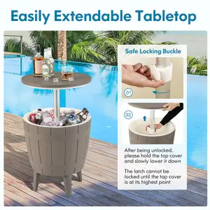 Costway 37L Cooler Bar Table Outdoor Cooler Side Table w/ Telescopic Tabletop