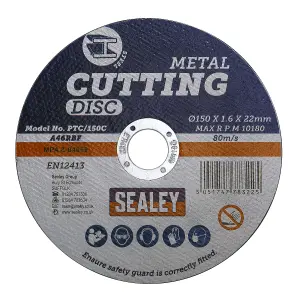 Sealey Abrasive Cutting Disc For Cut-Off Tools 150mm x 1.6mm 22mm Bore PTC/150C