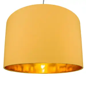 Modern Ochre Cotton Fabric 16 Floor/Pendant Lamp Shade with Shiny Golden Inner