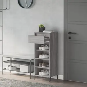 Berkfield Shoe Rack Grey Sonoma 40x36x105 cm Engineered Wood