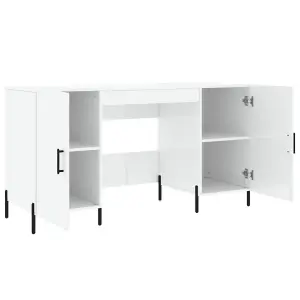 Berkfield Desk High Gloss White 140x50x75 cm Engineered Wood