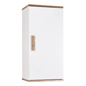 Showerdrape Nola Matt White & Bamboo Single Wall Bathroom Cabinet