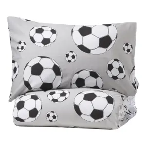 Football Grey & white Single Duvet cover & pillow case set