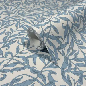 Galerie Heritage Blue Vintage Leaf Wallpaper Roll