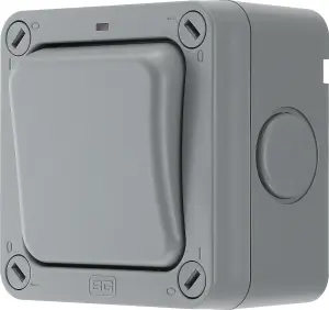 BG 20A Grey 1 gang Outdoor Weatherproof switch with LED indicator