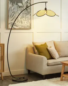 Metal Floor Lamp Beige and Black MERRICA