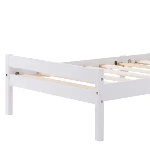 Wooden Bed Frame, Single Bed 3ft Solid Wooden Bed Frame, Bedroom Furniture for Adults, Kids, Teenagers, White