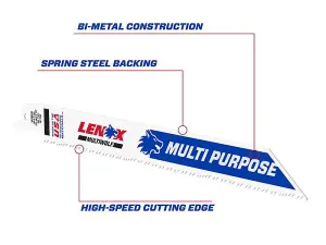 LENOX 20590B810R MultiWolf Wave Edge Recip Saw Blade 203 x 19 x 1.3mm 10 TPI x25