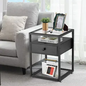 NS 1 Drawer Bedside Table Black