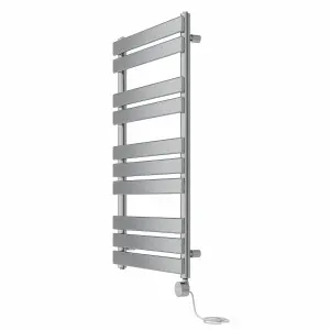 Rinse Bathrooms Flat Panel Electric Heated Towel Rail Touch Screen Timer Bathroom Radiator Prefilled Chrome 1000x600mm 600W