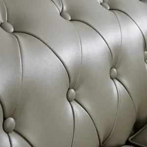 Faux Leather Chesterfield Arm Chair - Grey