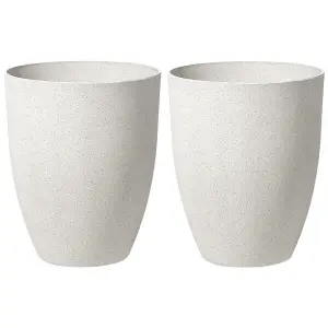 Set of 2 Plant Pots 43 x 43 x 52 cm Off-White CROTON