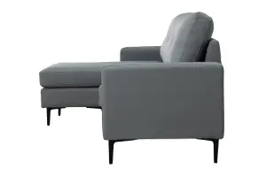 Elm Corner Sofa with Matching Footstool, 3 Seater Sofa in Air Leather Grey