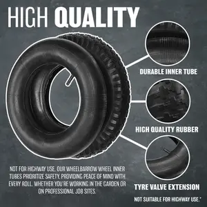 2 X Wheelbarrow Wheel Inner Tube And Barrow Tyre 3.50-8 Rubber Innertube 30psi