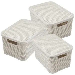 2 x Rattan Effect Cream Home Office Laundry Storage Baskets