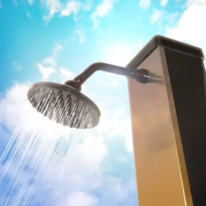 Surya Silver - Solar Garden Shower 35l Made Of Pvc. Solar Heated Shower Outdoor Shower With Steel Fittings And Swivel Shower Head. Colour Silver And Matt Black. Gold