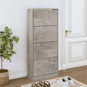 Berkfield Shoe Cabinet Concrete Grey 63x24x147 cm Engineered Wood