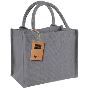 Westford Mill Jute Mini Gift Bag Graphite (One Size)