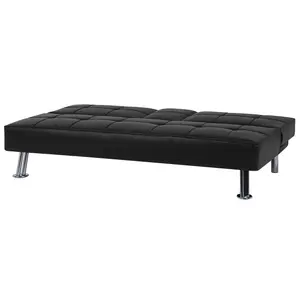 Sofa Bed ROXEN Black Faux Leather