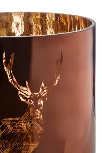 Interiors by Premier Large Brown Stag Candle Holder, Brown Glass Construction Candle Holder, Stag Motif with Attractive Details