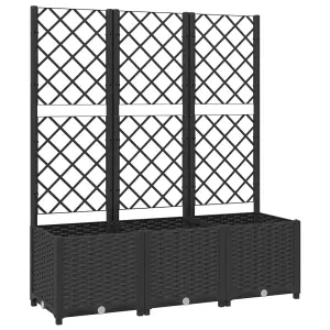 Berkfield Garden Planter with Trellis Black 120x40x136 cm PP