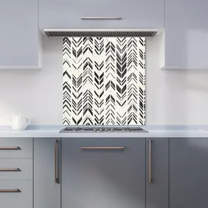 Hand Drawn Chevron Pattern Premium Glass Kitchen Splashback W700mm x H750mm