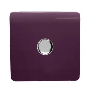 Trendi Switch 1 Gang 1 or 2 way 150w Rotary LED Dimmer Light Switch in Plum