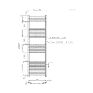 Rinse Bathrooms Electric Heated Towel Rail Curved Black Bathroom Towel Radiator 1600x500mm - 800W