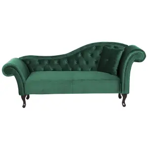 Right Hand Chaise Lounge Velvet Dark Green LATTES