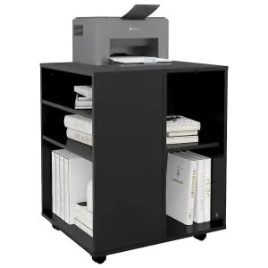 Berkfield Rolling Cabinet Black 60x53x72 cm Engineered Wood