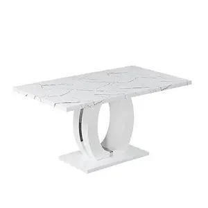 Furniture in Fashion Halo Vida Marble Effect Dining Table With 6 Vesta Black Chairs