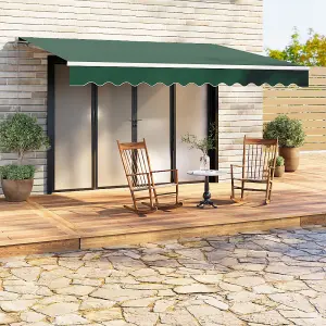 Garden Retractable Awning Manual Canopy Awning Patio Sun Shade Shelter for Door Window,Green,4 m x 3 m