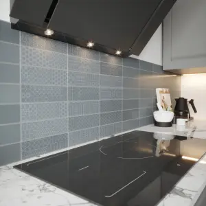 Johnson Tiles Mayfair Dark grey Gloss Ceramic Indoor Wall tile Sample