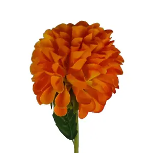 Pack of 6 x 75cm Artificial Dahlia PomPom Flower Stem Orange