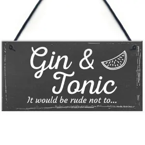 Red Ocean Gifts For Women Gin Tonic Plaque Novelty Garden Pub Bar Man Cave Sign