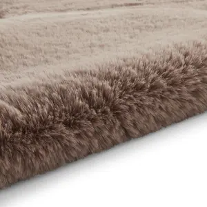 Sheepskin Mink Plain Shaggy Rug, 50mm Thickness Modern Rug, Luxurious Rug for Living Room, & Dining Room-60cm X 180cm (Double)