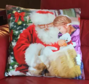 Santa & Child 18" Christmas Cushion