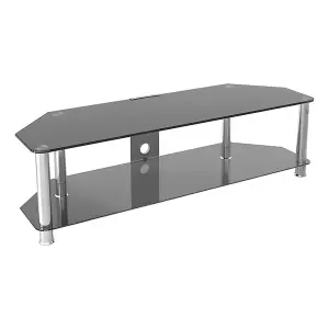 AVF Classic 1.4m Glass Corner TV Stand with Cable Management for TVs up to 65" - Black & Chrome