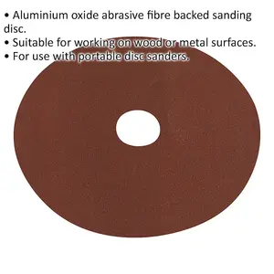 25 Pack 125mm Fibre Backed Sanding Discs - Premium 80 Grit Aluminium Oxide