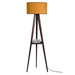 Luminosa Model 1 Deco Mustard Wooden Floor Lamp 1xE27