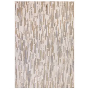 Luxurious Beige Abstract Modern Easy To Clean Rug For Dining Room Bedroom & Living Room-160cm X 230cm